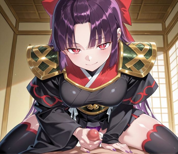 [魔都精兵のスレイブ(まとスレ)][エロ画像]紫黒(しこく)が手でシゴいてくれたよ～♪